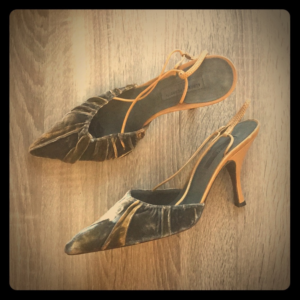 Alberta Ferretti Velvet Slingbacks
